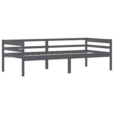 Bedframe massief grenenhout donkergrijs 90x200 cm