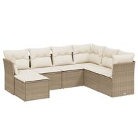 8-delige Loungeset met kussens poly rattan beige - thumbnail