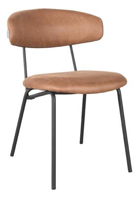 LABEL51 Eetkamerstoel Zack - Cognac - Micro Suede - Zwart Metalen Frame