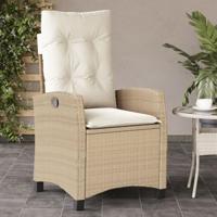 Tuinstoelen 2 st verstelbaar met kussens poly rattan beige - thumbnail