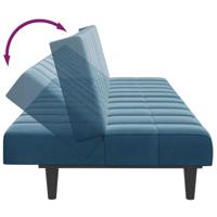 Slaapbank 2-zits met voetenbank fluweel blauw - thumbnail