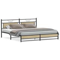 Bedframe zonder matras metaal sonoma eikenkleur 200x200 cm - thumbnail