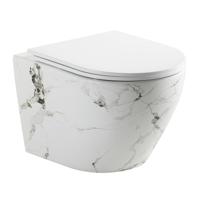 Best Design Wandcloset Zeus Zonder Spoelrand Incl. Zitting Glans Wit Marmerlook - thumbnail