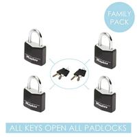 Masterlock 4 x 20mm - 11mm steel shackle, 3mm diam. - 3-pin cylinder - keyed alik | zwart - 9120EURQBLKNOP - thumbnail