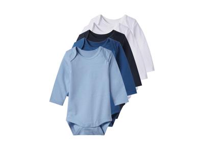 lupilu Set van 5 baby rompers (Donkerblauw/blauw/wit, 62/68)