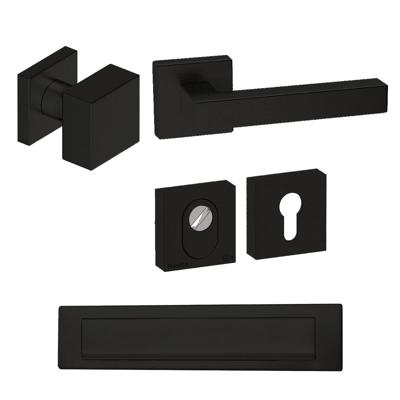 Hardbrass Voordeurset Quadro 50 vierkant SKG3 met kerntrekbeveiliging - zwart Hardbrass Voordeurset Quadro 50 vierkant SKG3 met kerntrekbeveiliging - zwart