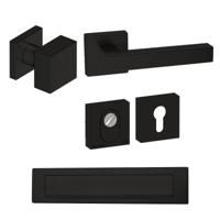 Hardbrass Voordeurset Quadro 50 vierkant SKG3 met kerntrekbeveiliging - zwart - thumbnail