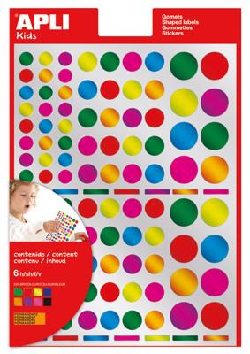 Apli Kids stickers, cirkel, blister met 624 stuks in geassorteerde metallic kleuren en groottes
