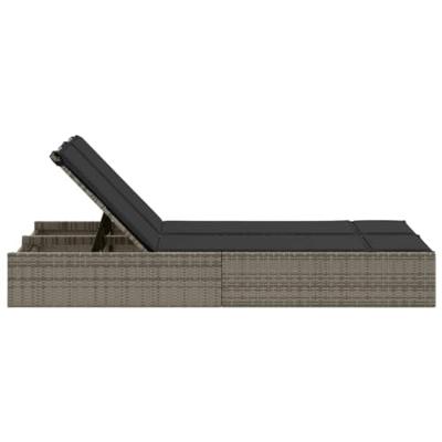 Ligbed 2-persoons met kussens poly rattan grijs Ligbed 2-persoons met kussens poly rattan grijs