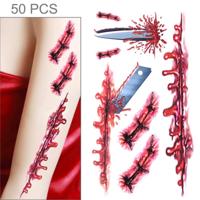 S-045 50 PCS Halloween terreur wond realistische bloed schade litteken tijdelijke tattoo sticker - thumbnail