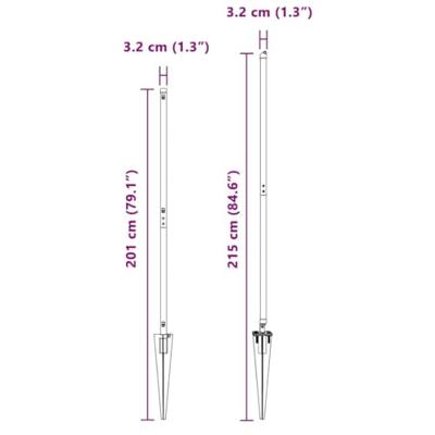 VidaXL Afrasteringspaal 7 pcs zilver staal