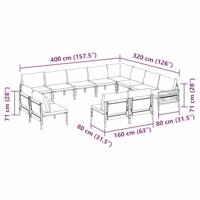 Tuinbankenset met kussen 12 pcs Zwart Staal - thumbnail