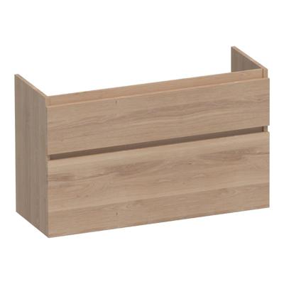 Brauer Delight - Onderkast Ondiep - 100 cm - met 2 Softclose Lades Greeploos en 1 Sifon Uitsparing - Lamellen Eiken Naturel