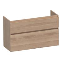 Brauer Delight - Onderkast Ondiep - 100 cm - met 2 Softclose Lades Greeploos en 1 Sifon Uitsparing - Lamellen Eiken Naturel - thumbnail