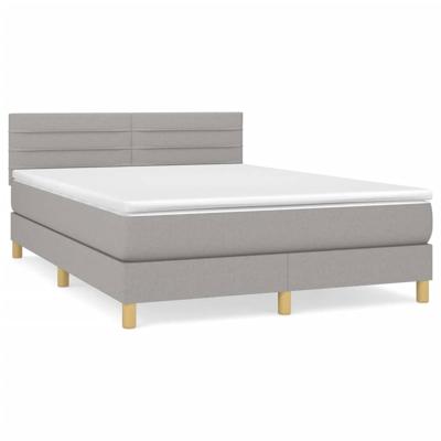 Boxspring met matras stof lichtgrijs 140x200 cm