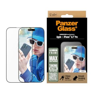 PanzerGlass Aluminium Frame 2850 Screenprotector (glas) Apple iPhone 16 Pro 1 stuk(s) Anti-vingerafdruk, Krasvast