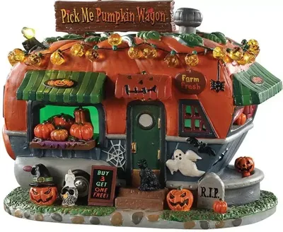 Lemax pick me pumpkin wagon verlicht huisje Spooky Town 2019 Lemax pick me pumpkin wagon verlicht huisje Spooky Town 2019
