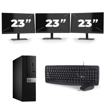 Dell Optiplex 7050 SFF - Intel Core i3-6e Generatie - 8GB RAM - 256GB SSD - Windows 11 + 3x 23 inch Monitor