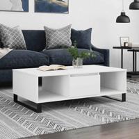 Salontafel 104x60x35 cm bewerkt hout wit - thumbnail