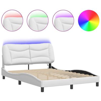 Bedframe met LED zonder matras "Hvar" wit 140x190 cm