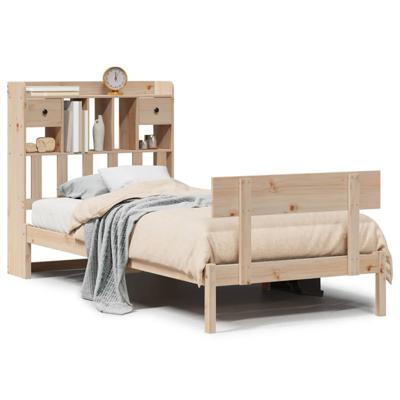Bed met boekenkast zonder matras massief grenenhout 90x200 cm