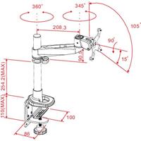SpeaKa Professional SP-1624752 Swivel Monitor-tafelbeugel 1-voudig 25,4 cm (10) - 76,2 cm (30) Zilver-zwart In hoogte verstelbaar, Kantelbaar, Zwenkbaar, - thumbnail