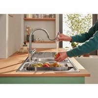 Grohe QuickFix Start Edge keukenmengkraan met uittrekbare handdouche rond chroom - thumbnail