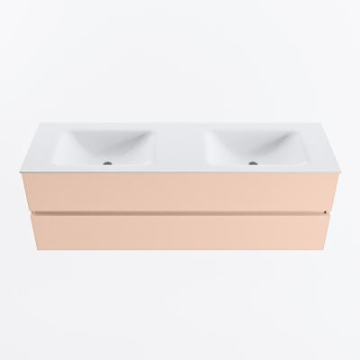 MONDIAZ VICA 150cm badmeubel onderkast Rosee 2 lades. Wastafel CLOUD dubbel 2 kraangaten, kleur Talc.