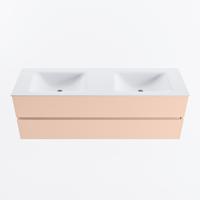 MONDIAZ VICA 150cm badmeubel onderkast Rosee 2 lades. Wastafel CLOUD dubbel 2 kraangaten, kleur Talc. - thumbnail