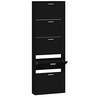 VidaXL Schoenenkast 59x17x169 cm bewerkt hout zwart VidaXL Schoenenkast 59x17x169 cm bewerkt hout zwart