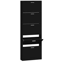 VidaXL Schoenenkast 59x17x169 cm bewerkt hout zwart - thumbnail