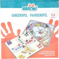 Van Der Doelen Houten paardenspel(mens erger je niet) en ganzenbord 2 zijdig - thumbnail
