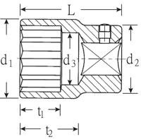 Stahlwille 60 60 06010060 Dubbel zeskant Dopsleutelinzetstuk 60 mm 1 (25 mm) - thumbnail