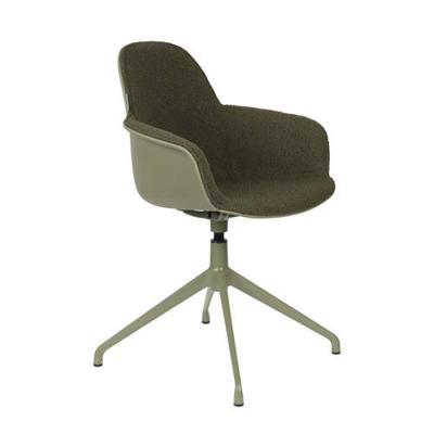 Zuiver Draaibare Eetkamerstoel 'Albert Kuip' Met armleuning, Bouclé, kleur Groen