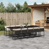 11-delige Tuinset met kussens poly rattan zwart - thumbnail