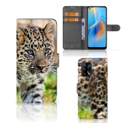 OPPO A74 4G | Telefoonhoesje | Met pasjeshouder | Baby Luipaard OPPO A74 4G | Telefoonhoesje | Met pasjeshouder | Baby Luipaard