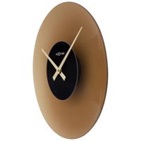 NeXtime NE-8196BR Stille Wandklok - 40cm - Mat Bruin - Glas - "Float" - thumbnail