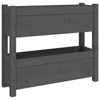VidaXL Plantenbak 77x25x66 cm massief grenenhout grijs - thumbnail