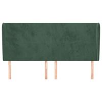 Hoofdbord met randen 163x23x118/128 cm fluweel donkergroen - thumbnail