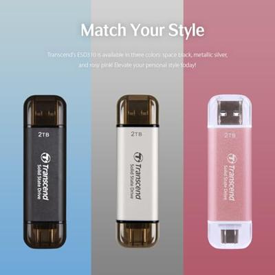 Transcend ts512gesd310p esd310p external ssd, 512 gb, usb 10gbps, type c/ a, 1050/ 950 mb/s, pink