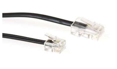 ACT TD5308 Zwarte Platte Telefoonkabel | RJ11 en RJ45 connectoren | Zwart | 3 meter