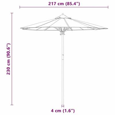 VidaXL Tuinparasol donkergrijs ø 270 x 260 cm bamboe VidaXL Tuinparasol donkergrijs ø 270 x 260 cm bamboe