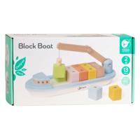 Classic World Houten Blokkenboot met Kraan - thumbnail