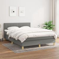 Boxspring met matras stof donkergrijs 140x200 cm - thumbnail