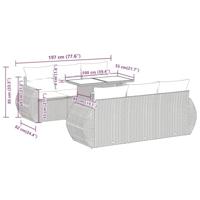 7-delige Loungeset met kussens poly rattan zwart - thumbnail