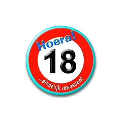 Paperdreams Button klein - 18 jaar verkeersbord