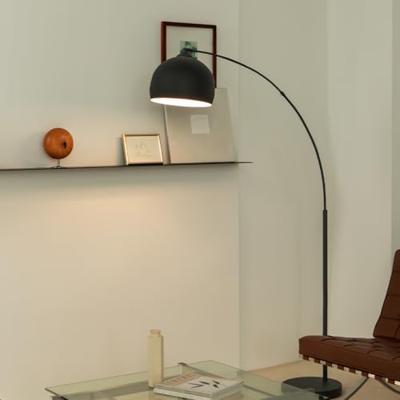 Moderne BoogVloerlamp Fisher - Zwart - 109/30/172cm - staande lamp met Zwart lampenkap - geschikt voor E27 LED lichtbron - met voetschakelaar - geschikt voor woonkamer, slaapkamer en thuiskantoor