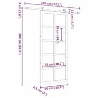 Schuifdeur Bruin 90 x 208 cm Massief grenenhout - thumbnail