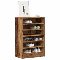 Schoenenkast 60x35x92 cm bewerkt hout oud houtkleurig - thumbnail