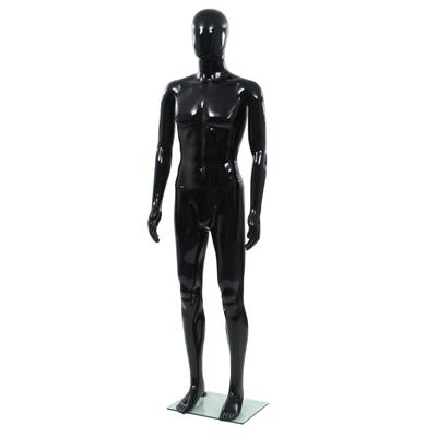 VidaXL Etalagepop mannelijk met glazen voet 185 cm glanzend zwart VidaXL Etalagepop mannelijk met glazen voet 185 cm glanzend zwart
